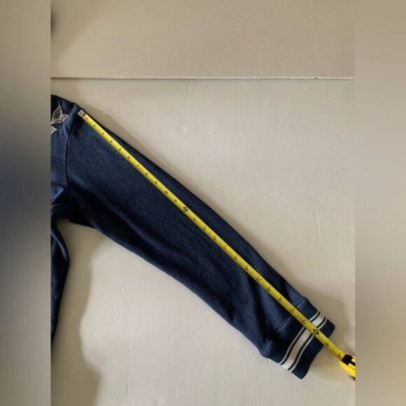 Johnny Was Addison Rib Detail Zip Up Indigo Blue Hoodie Sweatshirt Size Medium - Picture 8 of 12